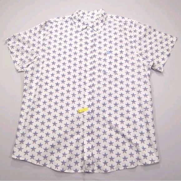 Southern Proper Large Short Sleeve Button Up Red/White/Blue Stars Cotton Blend 1 - Picture 1 of 9